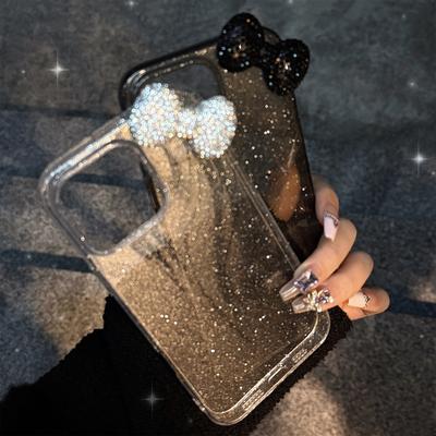 Glitter Full Diamond Bow Apple 16pro Max Mobile Phone Case 14 Suitable for Iphone15 Soft 11 Three Dimensional 12