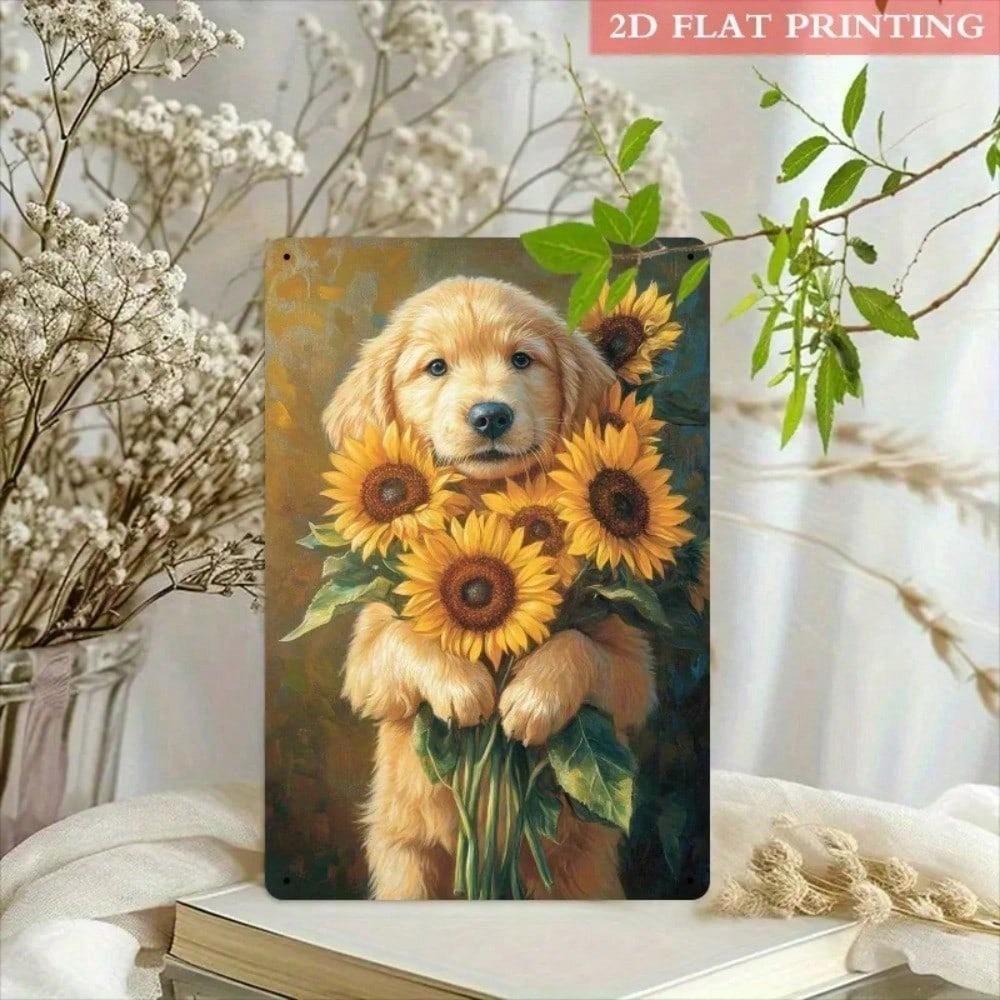 Vintage Sunflower Metal Tin Sign 8x12 Inch Rustic Farmhouse Wall Art Living Room Porch Decor