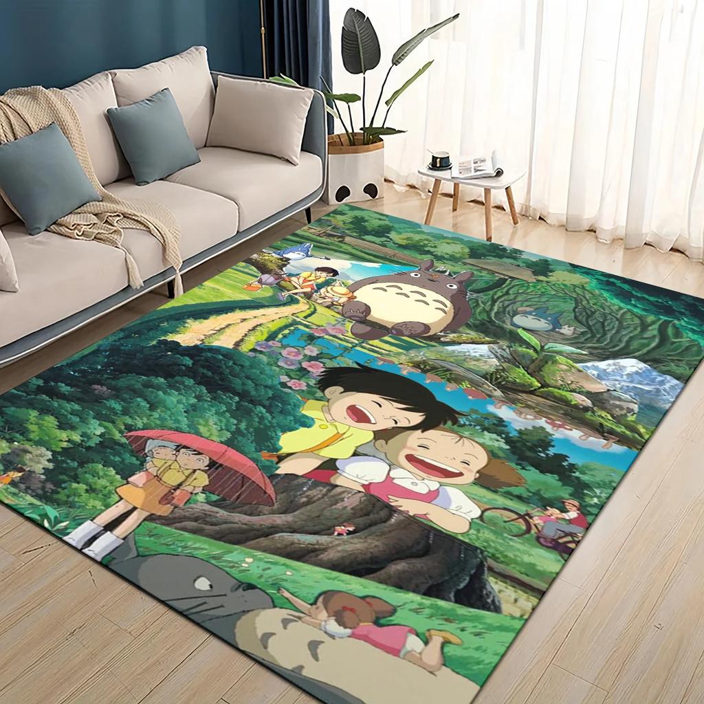 3D T-Totoros Cartoon Area Rug,Carpet Rug for Living Room Children's Bedroom Sofa Doormat Decor,kids Play Non-slip Floor Mat