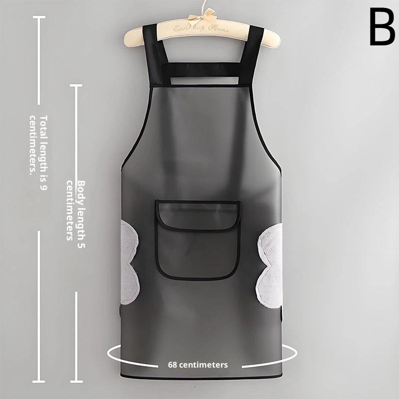 Waterproof & Oil-Resistant TPU Clear Washable Apron With Pocket- Household Kitchen Cooking Apron For Daily Use