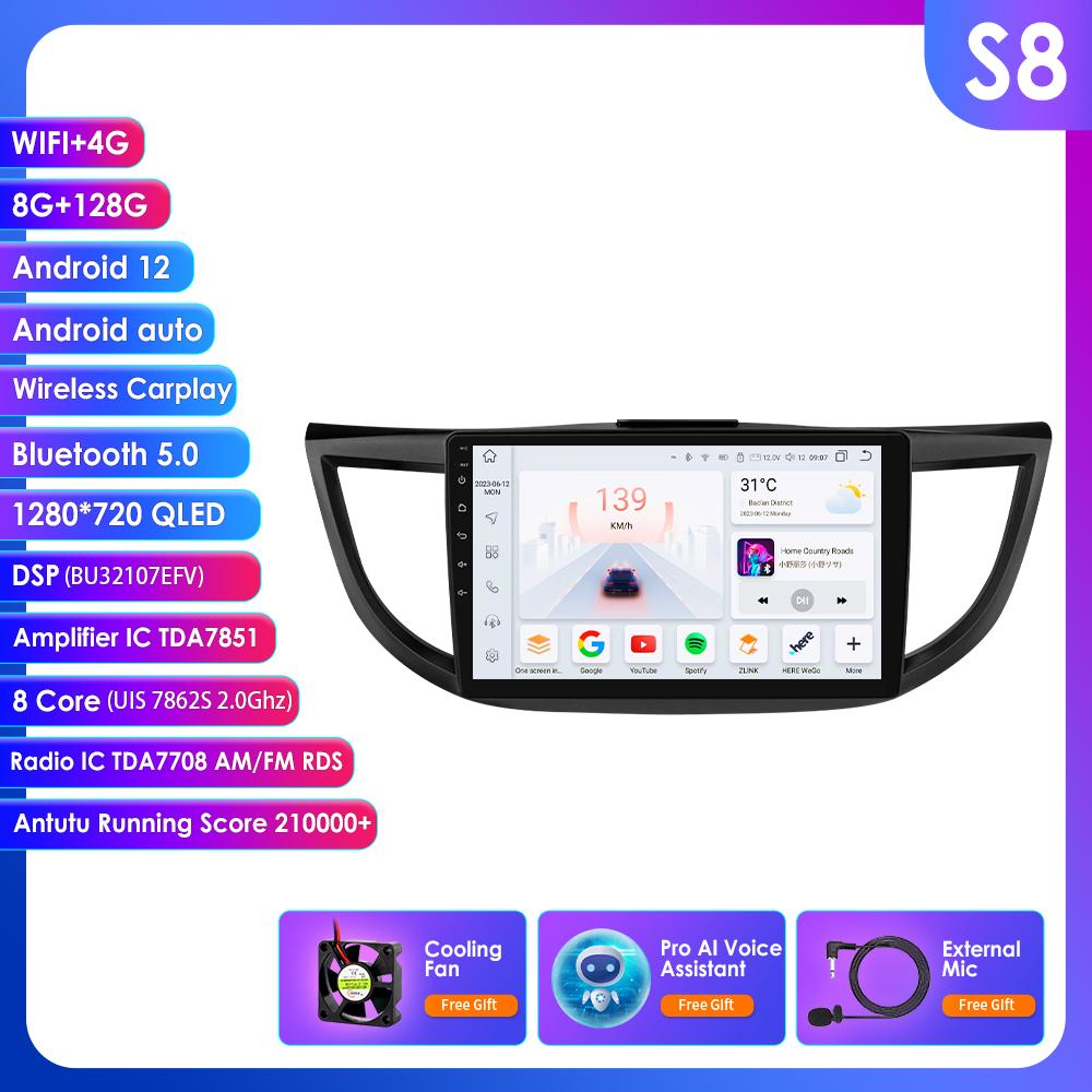 

Ossuret Car Intelligent Systems 2din Android Car Radio for Honda CR-V 4th 2012-2016 Intelligent Multimedia Video GPS Carplay Auto 4G Autoradio WIFI S8 8Core 8G 128G AI