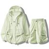 Summer Men Women Sunscreen Twinset Clothing Quick Dry Hooded Top And Shorts Set Hooded Men Women Sun Protection Clothing Suit