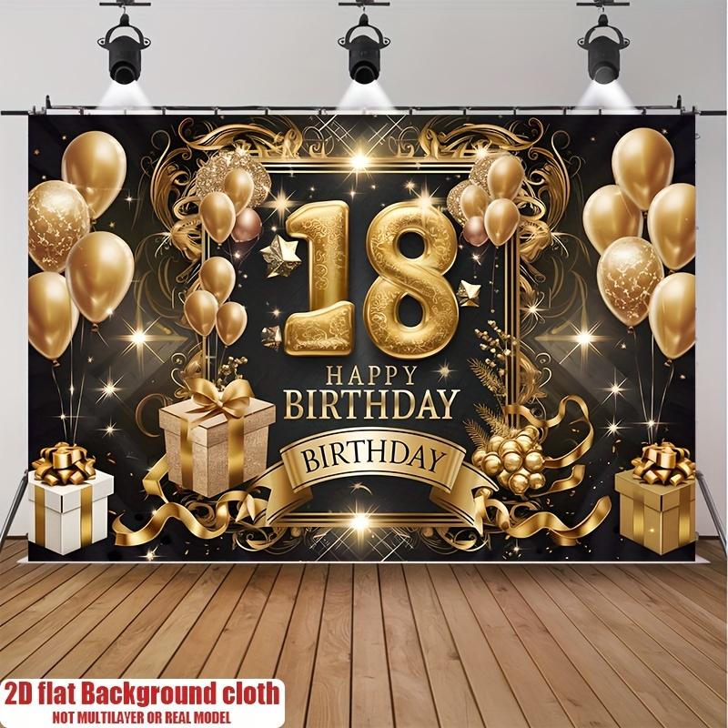 18th Birthday Party Backdrop Polyester Banner Photo Booth Decoration