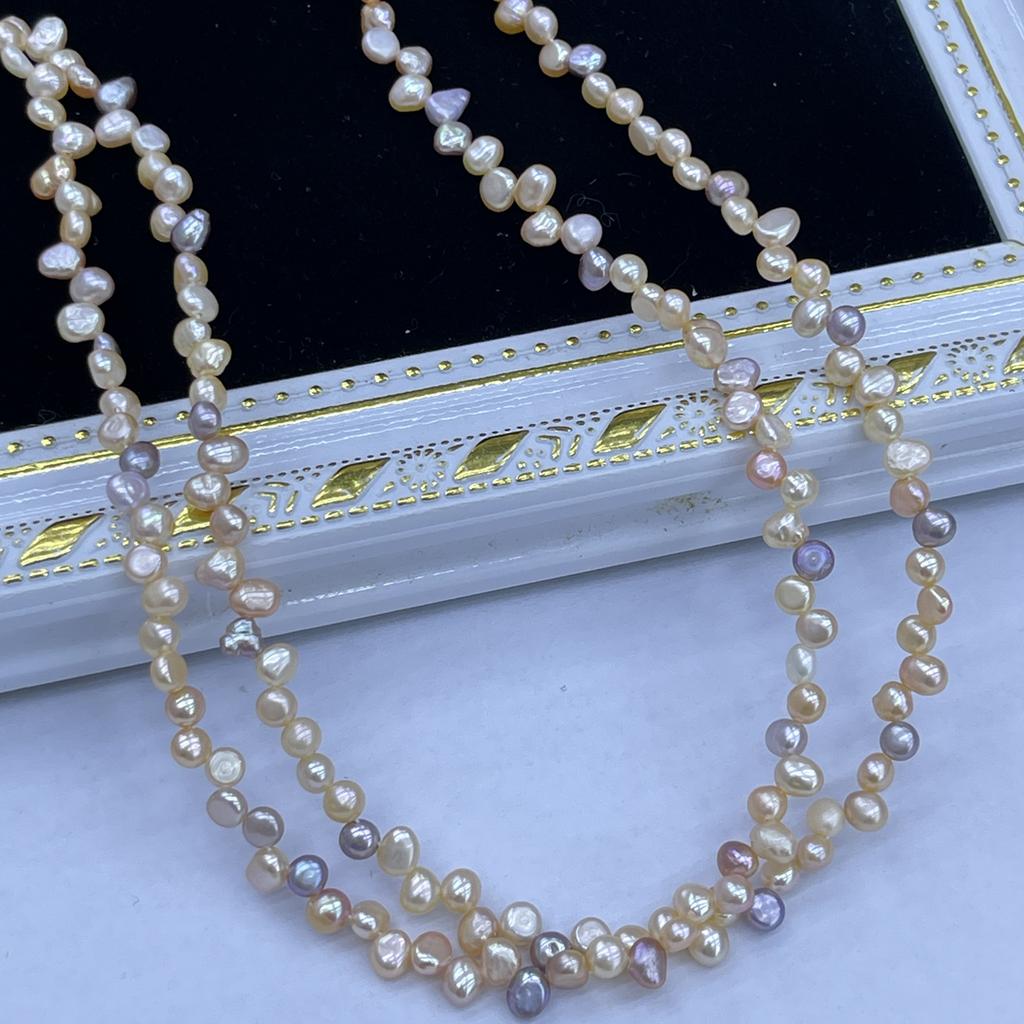 1String, Purple Yellow White Natural Freshwater Pearls, Top Sided Drilled Hole Pearl Beads for Jewelry Making DIY Crafts (Beads 4-5mm, Length 36cm)