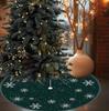 Christmas Carpet Tree Skirt, Green Background Snowflake Polka Dot Pattern Carpet Indoor And Outdoor Floor Decoration