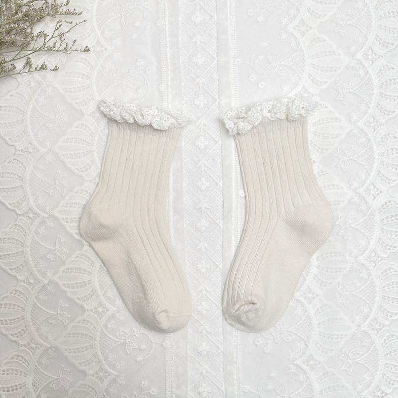 Ruffle Kids Knee High Socks Baby Girls Toddlers Long Soft Cotton Sock Lace Flower Children School Uniform Socks For 0-8Years