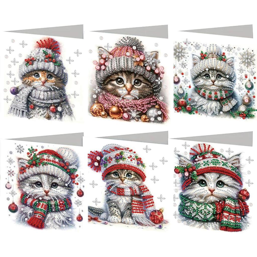 6pcs DIY Halloween Theme Diamond Art Greeting Cards Diamond Art Handmade Cards for Christmas Birthdays Thanksgiving and Holidays