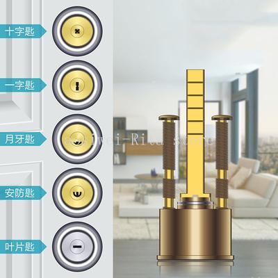 Simplicity Copper Security Lock Round Anti-Theft Interior Door Universal Lock Cylinder for Iron Wooden Safety Doors with 5 Keys