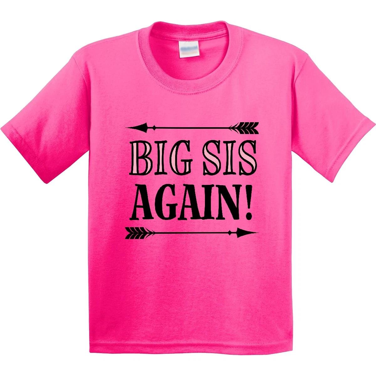 Inktastic Big Sis Again Sister Announcet Youth kids boys T-Shirt Reveal Childs Clothing 130