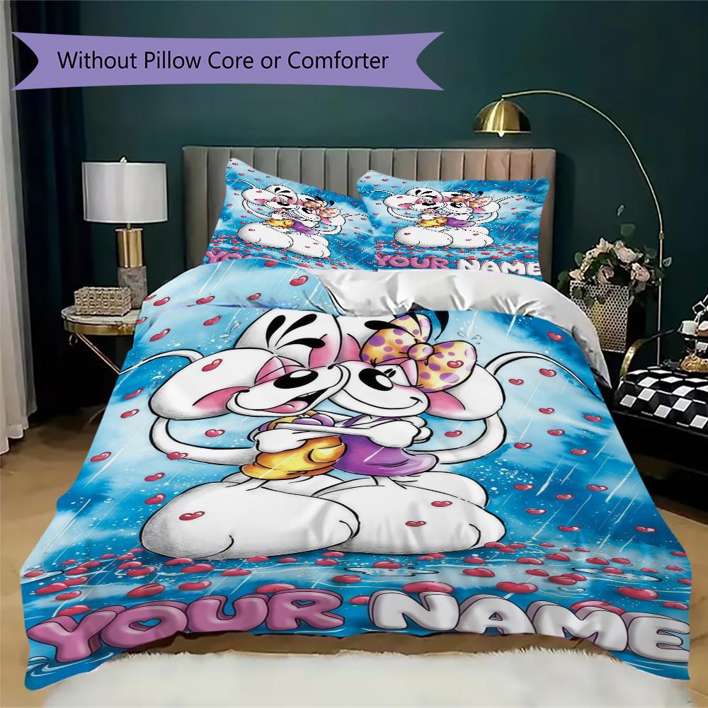 Personalisierte diddl Bettwäsche, Steppbett-Set Bettbezug Kissenbezug Heim-Geburtstagsgeschenk(1 Bettbezug + 2 Kissenbezüge, ohne Füllung)_xia