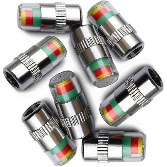 

ANKI HAPPIGO 8Pcs 2.2Bar 32-to-35 PSI Car Tire Pressure Monitor Valve Stem Caps Sensor Indicator Easy to Read 3 Color Eye Alert 2.2Bar 32PSI