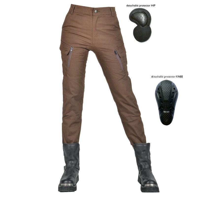Womens Motorcycle Riding Pants With Integrated CE Armor Protection Slim Fit Vintage Workwear Style
