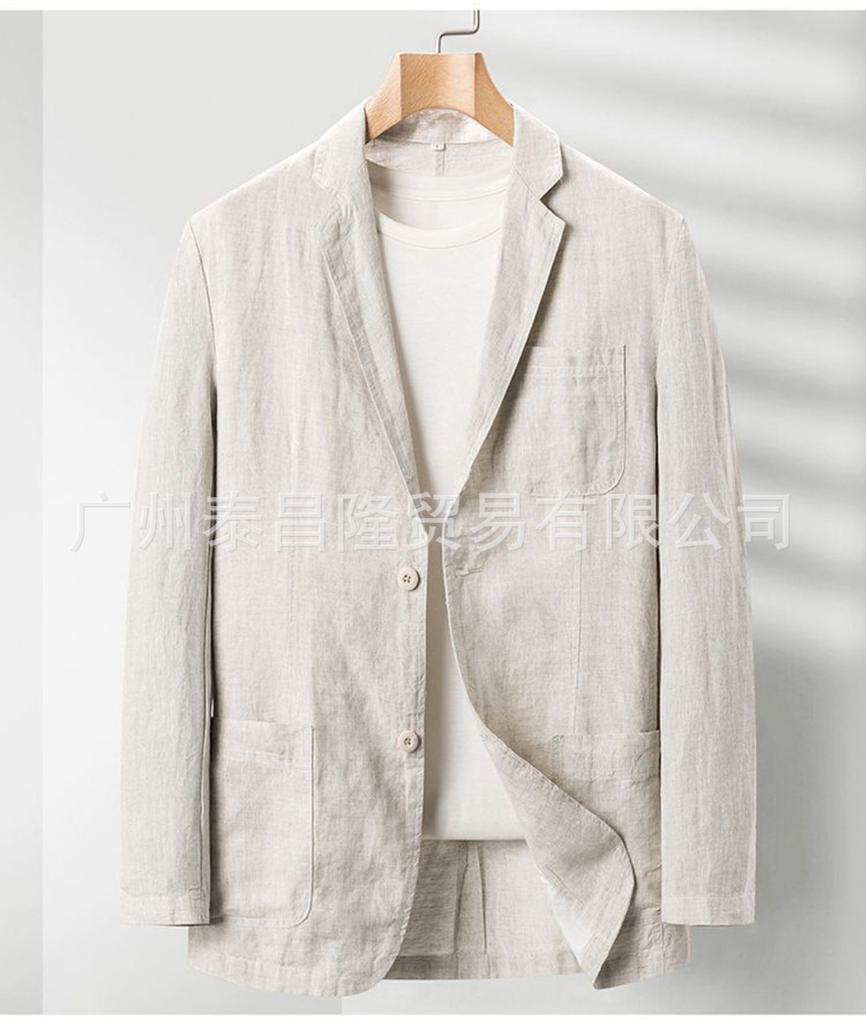 Cappotto da uomo in lino di cotone bianco Primavera Estate Colore puro Slim Casual Business Giacca da uomo sottile Giacca comoda e traspirante