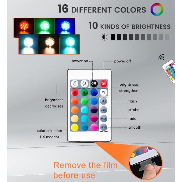 Boat Lights Wireless Battery Operated, Waterproof Marine Led Light for Deck Light Courtesy Interior Lights, for Fishing Kayak Duck Jon Bass Boat, RGB