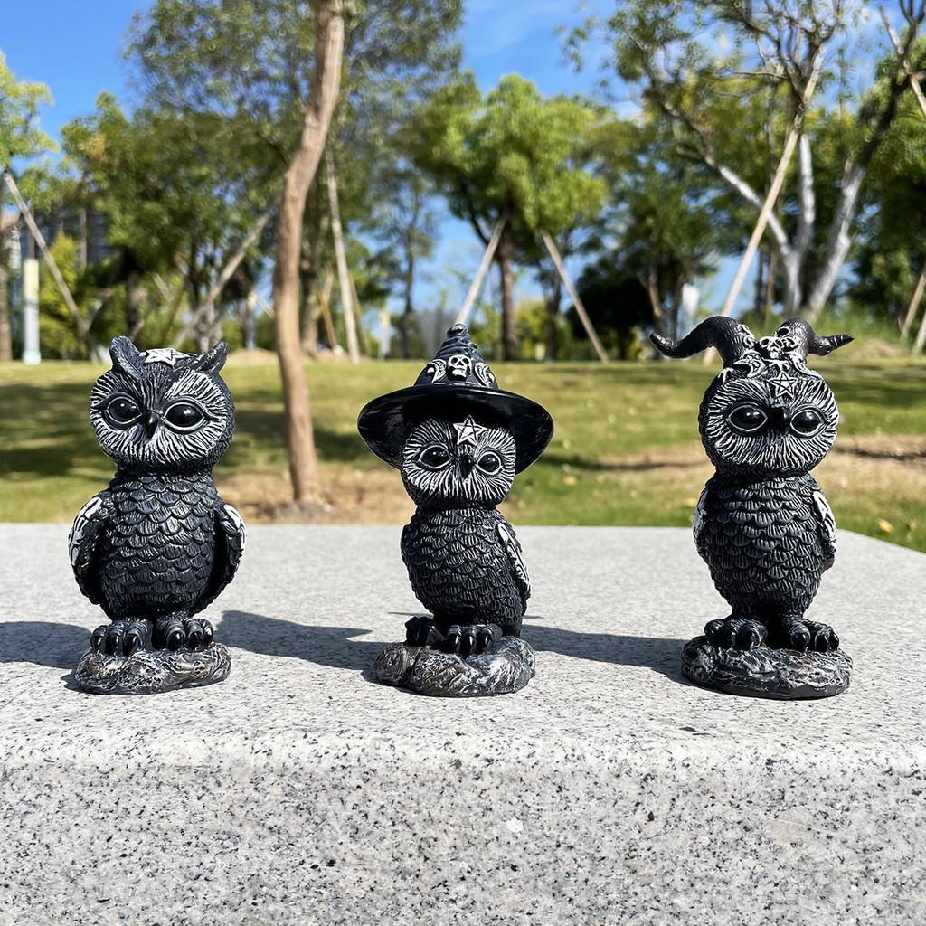 Magic Delightful Halloween Owl Resin Figurine Playful Animal Sculpture For Decor Home