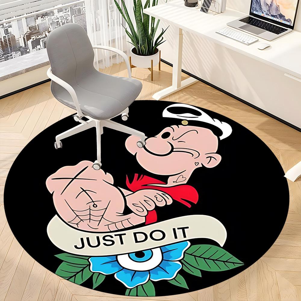 1PC Popeye Office Round Rug, Non-slip, Soft and Durable Office Rug for Interior Decoration, Perfect for Office, Beautiful Decoration