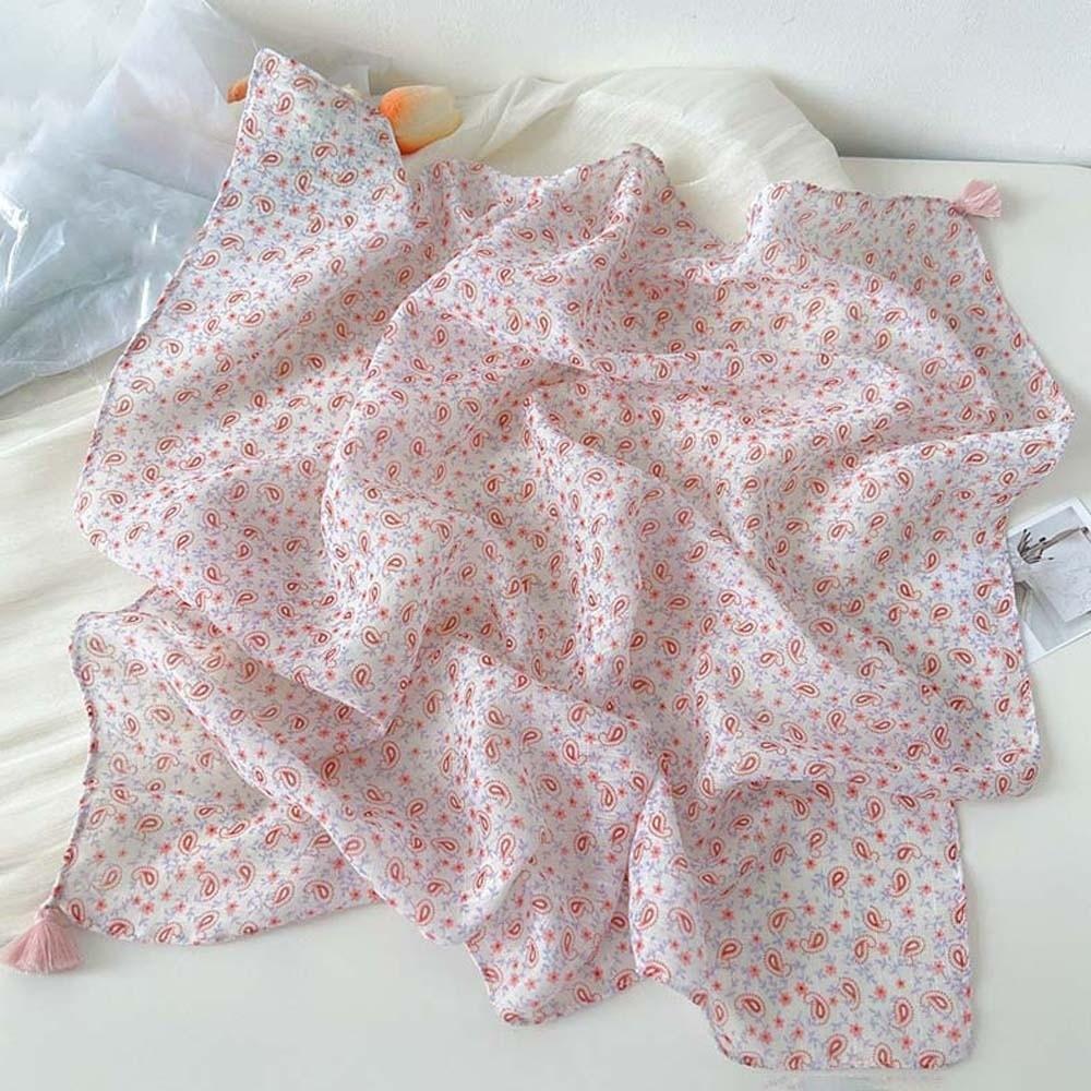 60x60cm Square Scarf Fringed Floral Kerchief Tassel Muffler Hair Bandana Travelers
