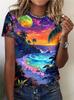 Sea Beach Women T Shirt 3D Animal Flamingo Printed T-shirt Women Fashion Casual Oversized Short Sleeve T Shirt Vocation Tops Tee