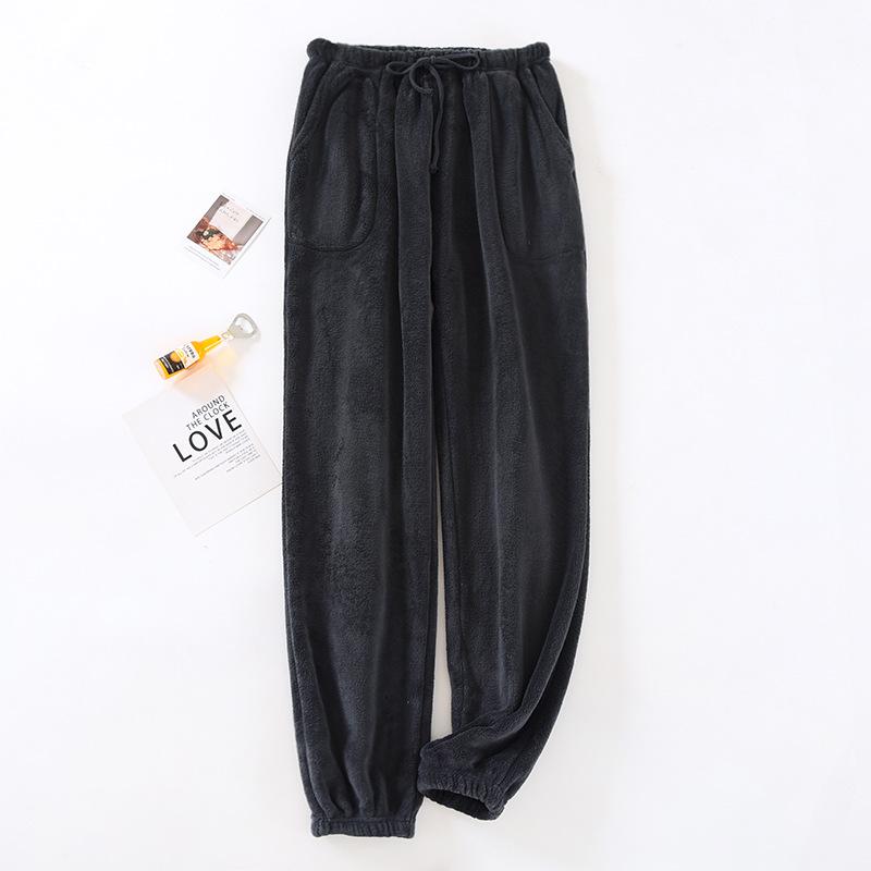 

Мужские фланелевые пижамные брюки на флисовой подкладке, плотные и теплые для осени/зимы Large чёрный