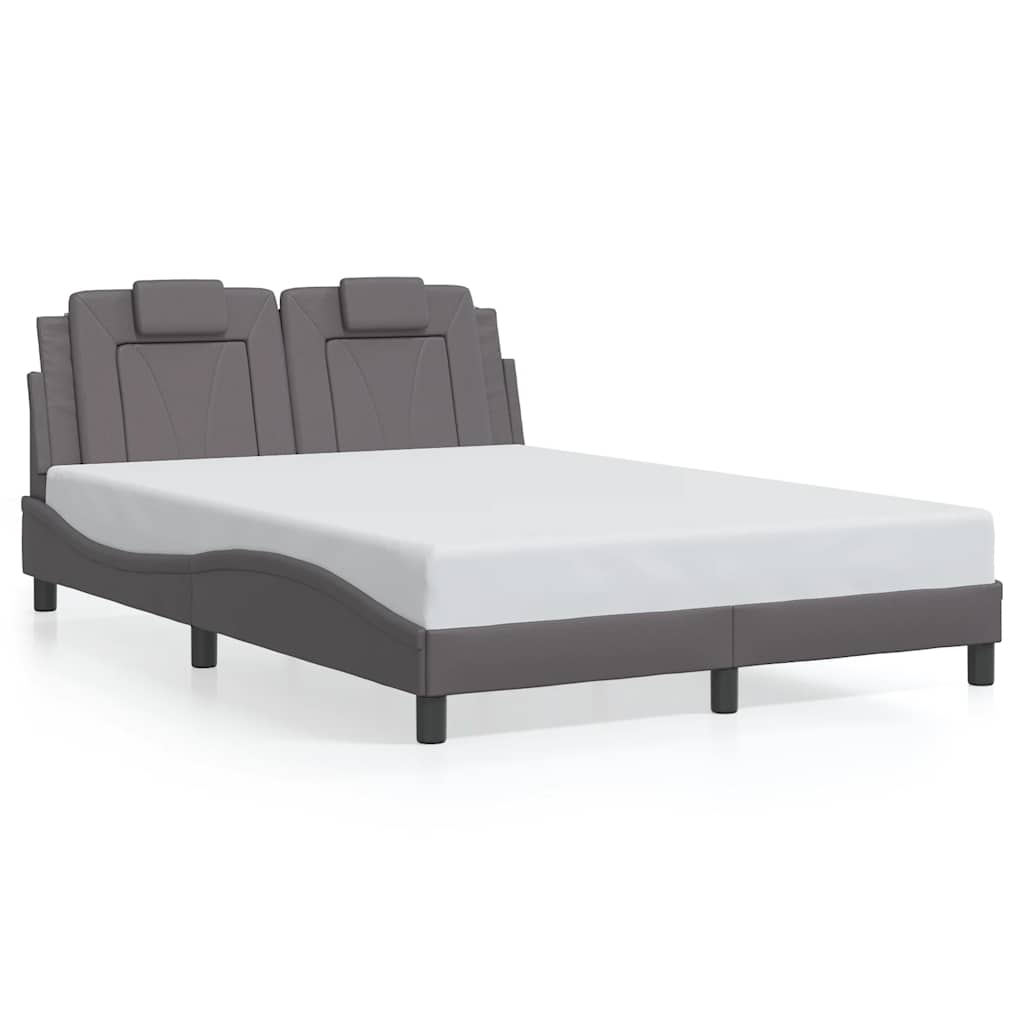 Viana Bed Frame without Mattress Gray 140x200 cm Faux Leather