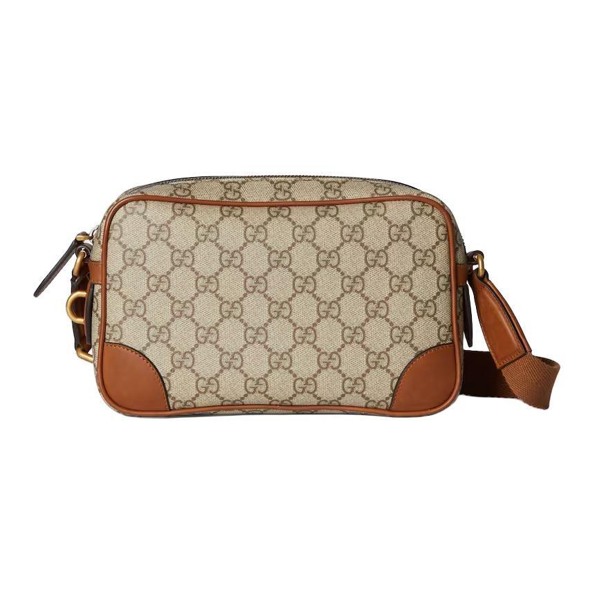 GUCCI GG Emblem Leather Trim Shoulder