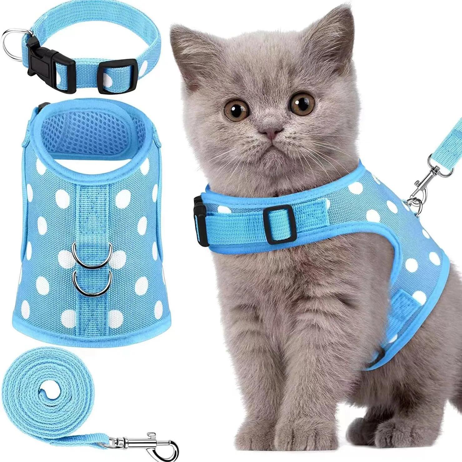 

Cartoon Fruit/Round Dot Printed Pet Clothes Cute Cat Chest Strap Tank Top Tow Rope Breathable Pet Supplies XS（old） синий