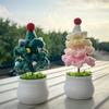 Potted Crochet Christmas Tree Handmade Crocheted Christmas Tree Decoration Completed Mini Knitted Potted Plants for Living Room Office Shelf Decor