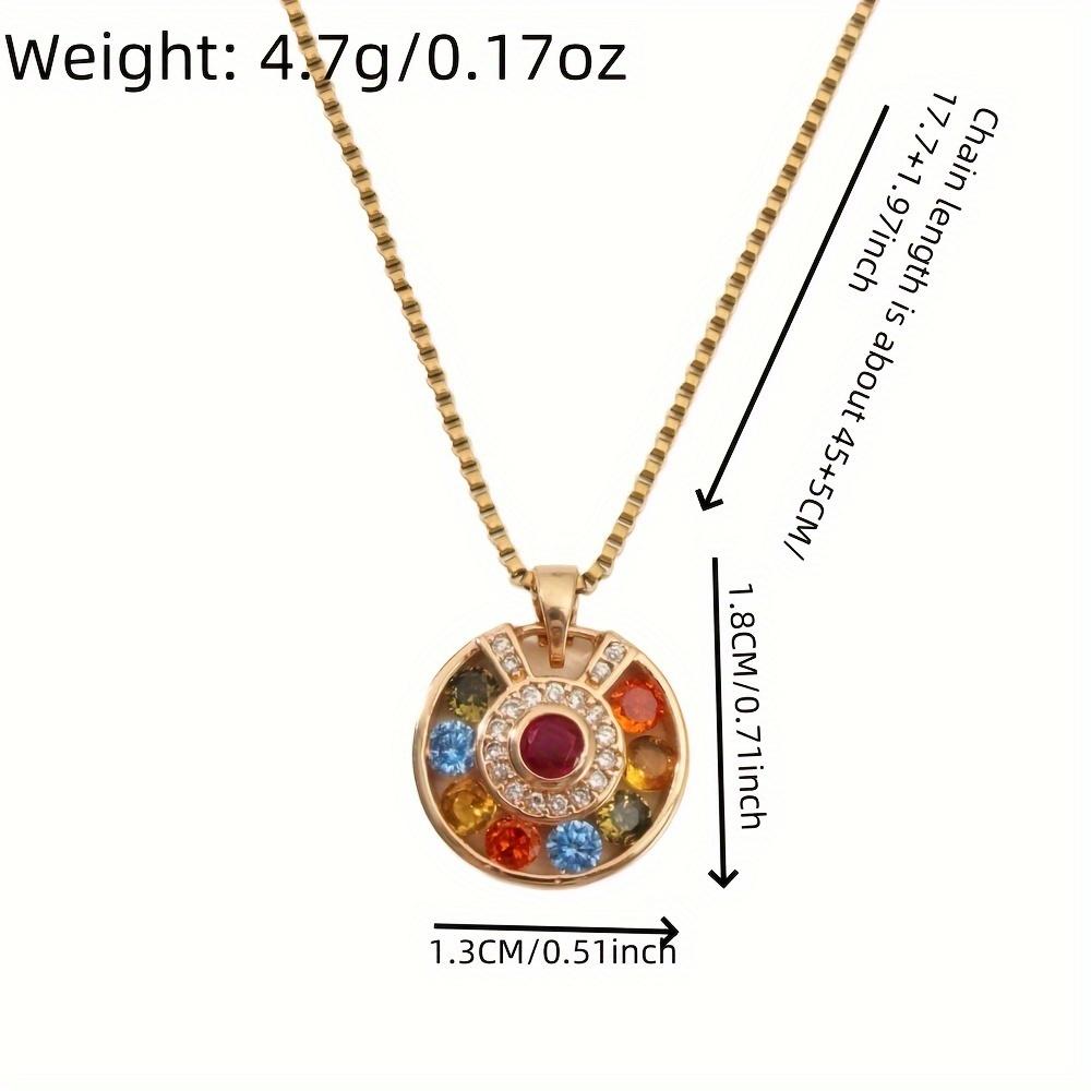 Round Colored Zirconia Pendant Necklace for Women New Fashion Golden Stainless Steel Chain Wedding Party Jewelry Accessories
