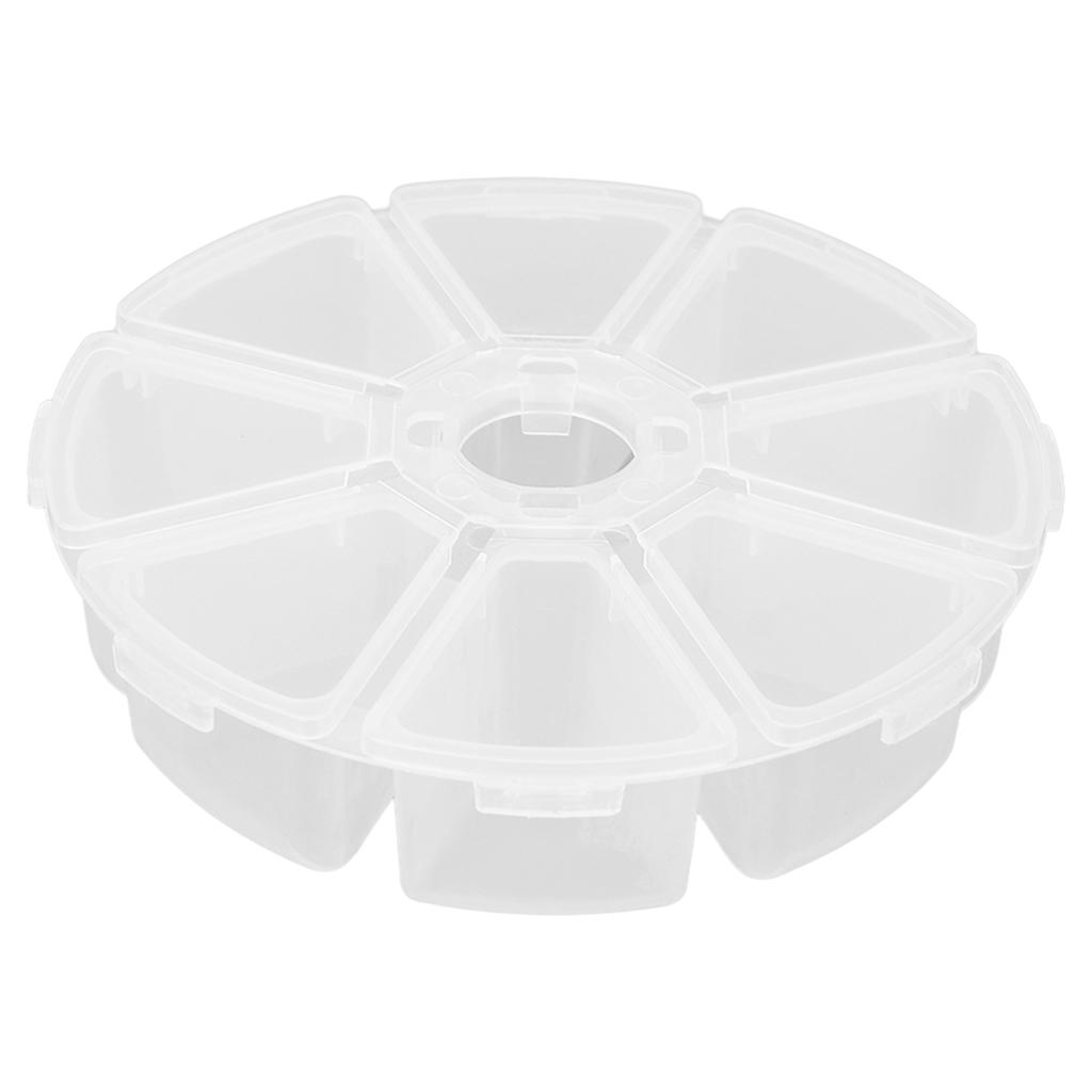 8 Fack Rund Klar Plastlåda Avdelare Förvaringsbehållare för Pärlor Smycken DIY Hantverk Nagelkonst Artiklar