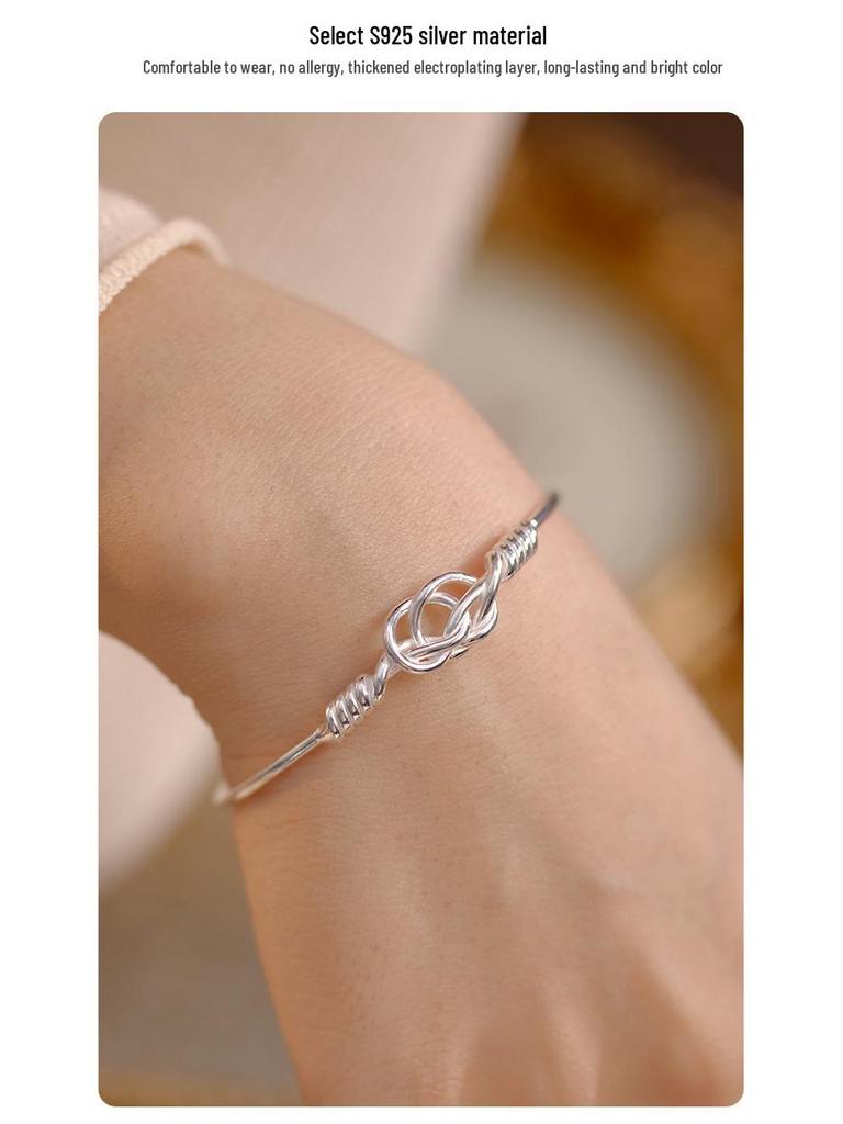 Βραχιόλι Γεωμετρικός Κόμπος Banyan Tree Ασήμι S925 Γυναικείο Ρετρό Ανοιχτού Στυλ Δώρο