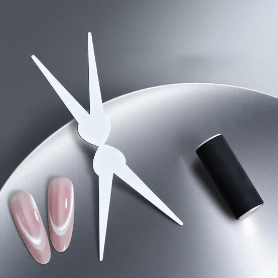 Double-Ended French Manicure Tool with Magnet Stainless Steel Nail Art Kit for Cat Eyes Design Professional Magnetic Nail Polish Accessory