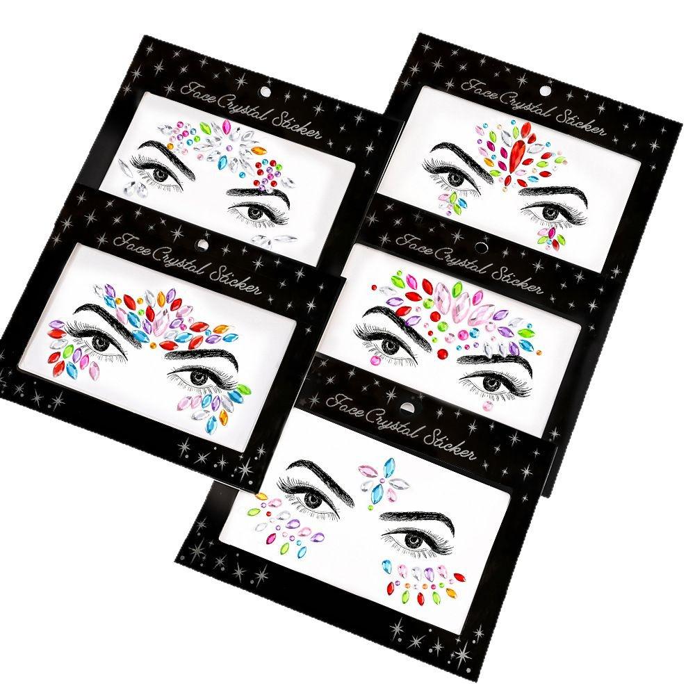 Colorful Rhinestone Face Decorations for Music Festivals & Parties