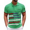 Fashionable Men's Casual Independence Day Printed Neck Short Sleeve Top