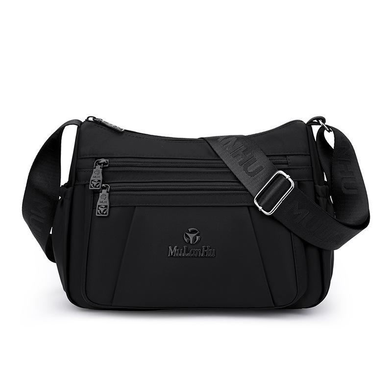 Leichte Nylon-Crossbody-Tasche mit mehreren Reißverschlussfächern, verstellbarer breiter Riemen, lässige Umhängetasche für Damen für den täglichen Gebrauch