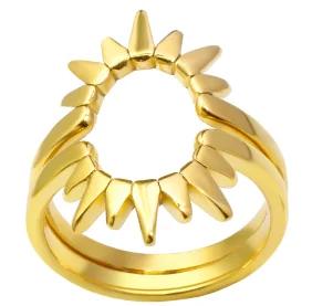 Glänzende Kristall High-End Anlaufgeschützte Mode Geometrische Offene Vergoldete Edelstahlringe für Damen Ehering Schmuck Geschenke