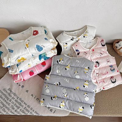 Children Baby Down Cotton Vest Girl and Boy Lightweight Padded Cartoon Vest Jacket Autumn Winter Infants Clothing