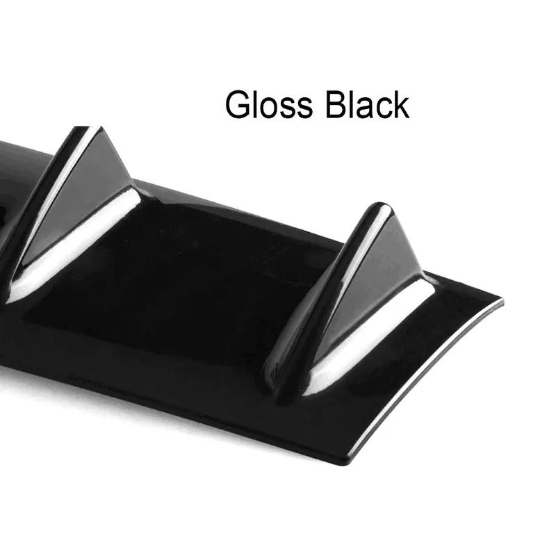 Carbon Fiber Look  Car Accessories ABS Gloss Black Rear Bumper Diffuser Lip Spoiler Shark Fin Kit Fit for Universal Cars
