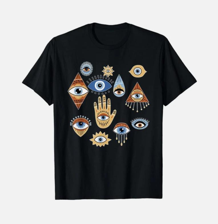 Evil Eye T- Hamsa Hand Protection Nazar All Seeing Eye Mystical Gift Tee Unisex T-Shirt XXXXL