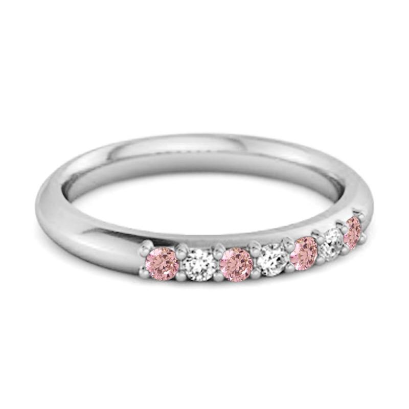 Pink CZ Eternity Stackable Women Wedding Ring - 925 Sterling Silver
