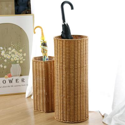 Coș de depozitare multifuncțional cu aspect de ratan, 3-în-1 pentru suport de umbrele, suport pentru ghiveci de flori și suport pentru saltea de yoga, Decor Nordic pentru casă