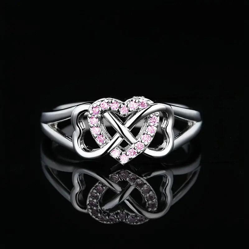 Infinity Love Ring Silver Color Shining Cubic Zircon Bowknot Letter 8 Eternity Promise Jewelry for Woman Girlfriend