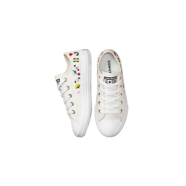 Converse Chuck Taylor All Star Low PS Floral Embroidery Kids Sneakers White Vintage-White A02211C