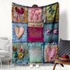 1PC Blanket Vintage Style Heart Pattern Flannel Thin Blankets for Home Car Naps Camping Festival Perfect Gifts Four Season Use