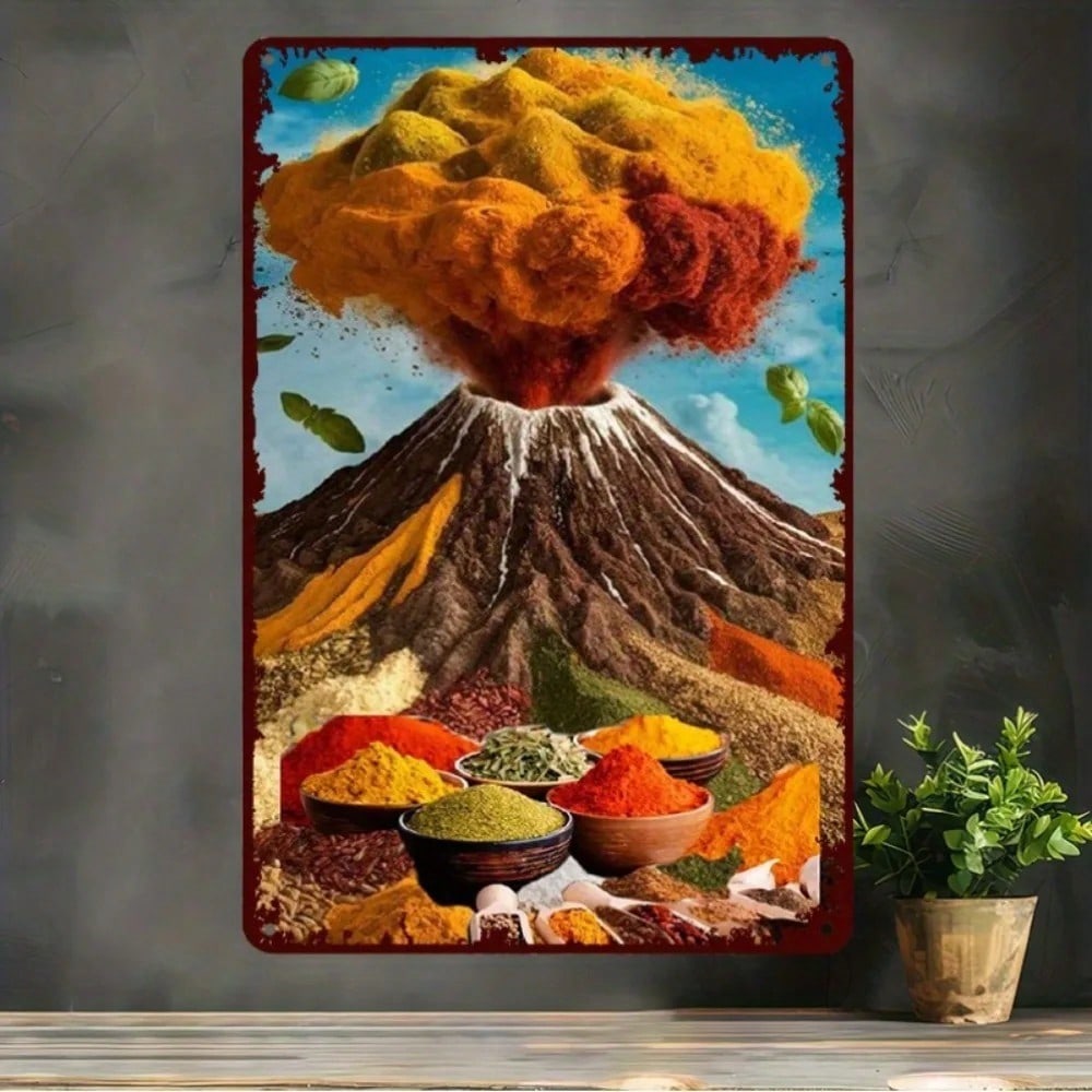 

Volcano Eruption Retro Tin Sign x Inch Metal Wall Art for Home Bar Cafe Garage 20x30cm