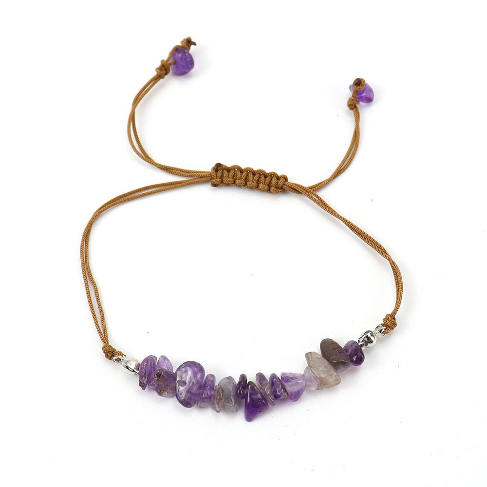 Hand Woven Natural Crystal Gravel Amethyst Agate Bracelet Bracelet Adjustable B80