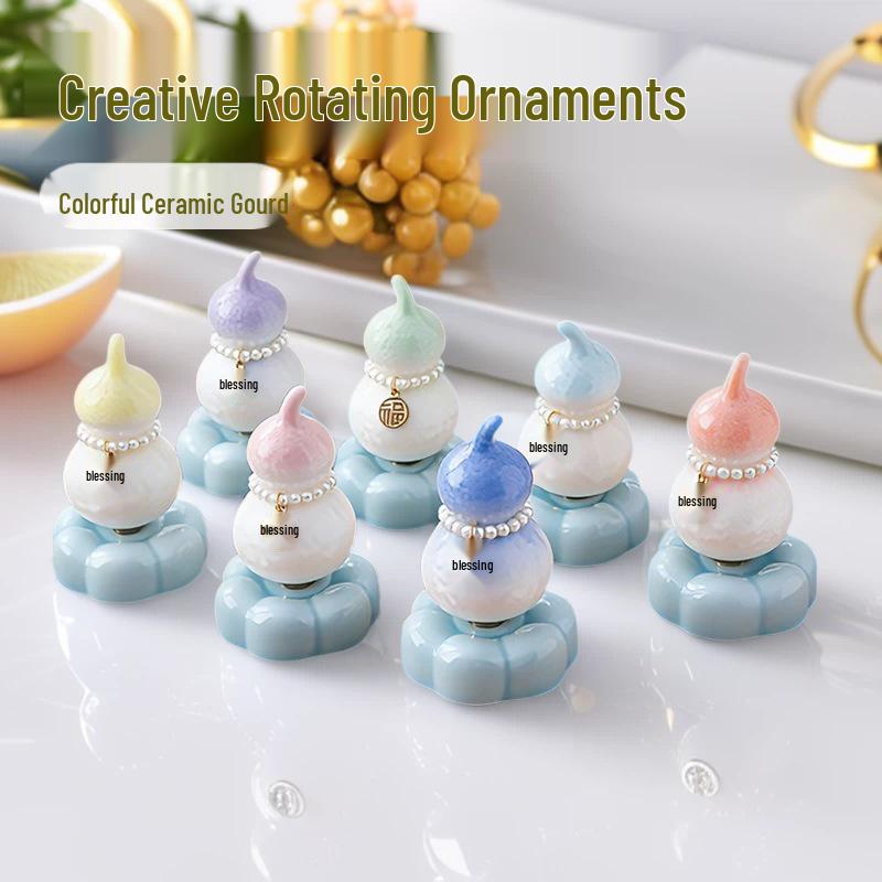 Jingdezhen Crystal Gourd Ceramic Tea Pet Ornament for Office or Car Decor