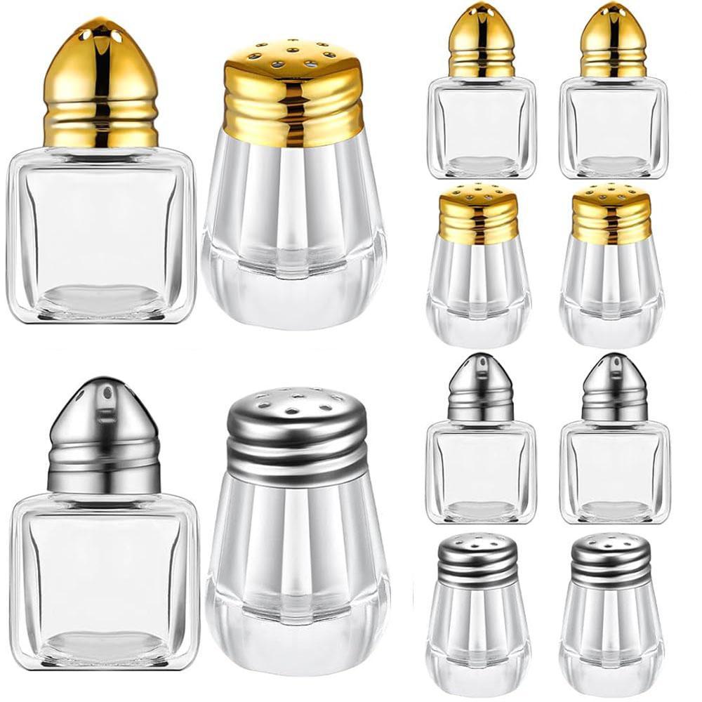 Mini Salt and Pepper Shakers Small Clear Individual Seasonings Shakers Tiny Spice/Seasoning Shakers for Kitchen Wedding Picnic