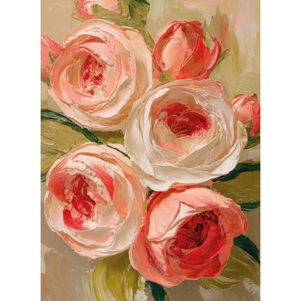 Peony Tulip Pink Roses Valentines Day Romantic Floral Vase Poster Print Wall Art Pictures Canvas Painting Room Home Decor Gift