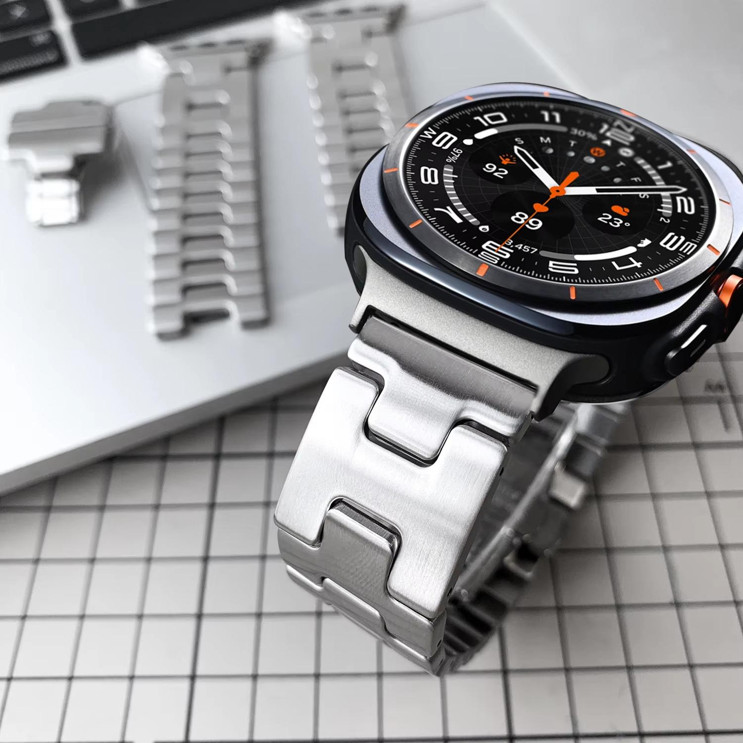 

Quick Fit Luxury Metal Strap for Samsung Galaxy Watch 8 Classic 46mm H-Shaped Stainless Steel No Gaps band for Galaxy Watch 7 Ultra 47mm Bracelet Galaxy Watch 7 Ultra 47mm чорний