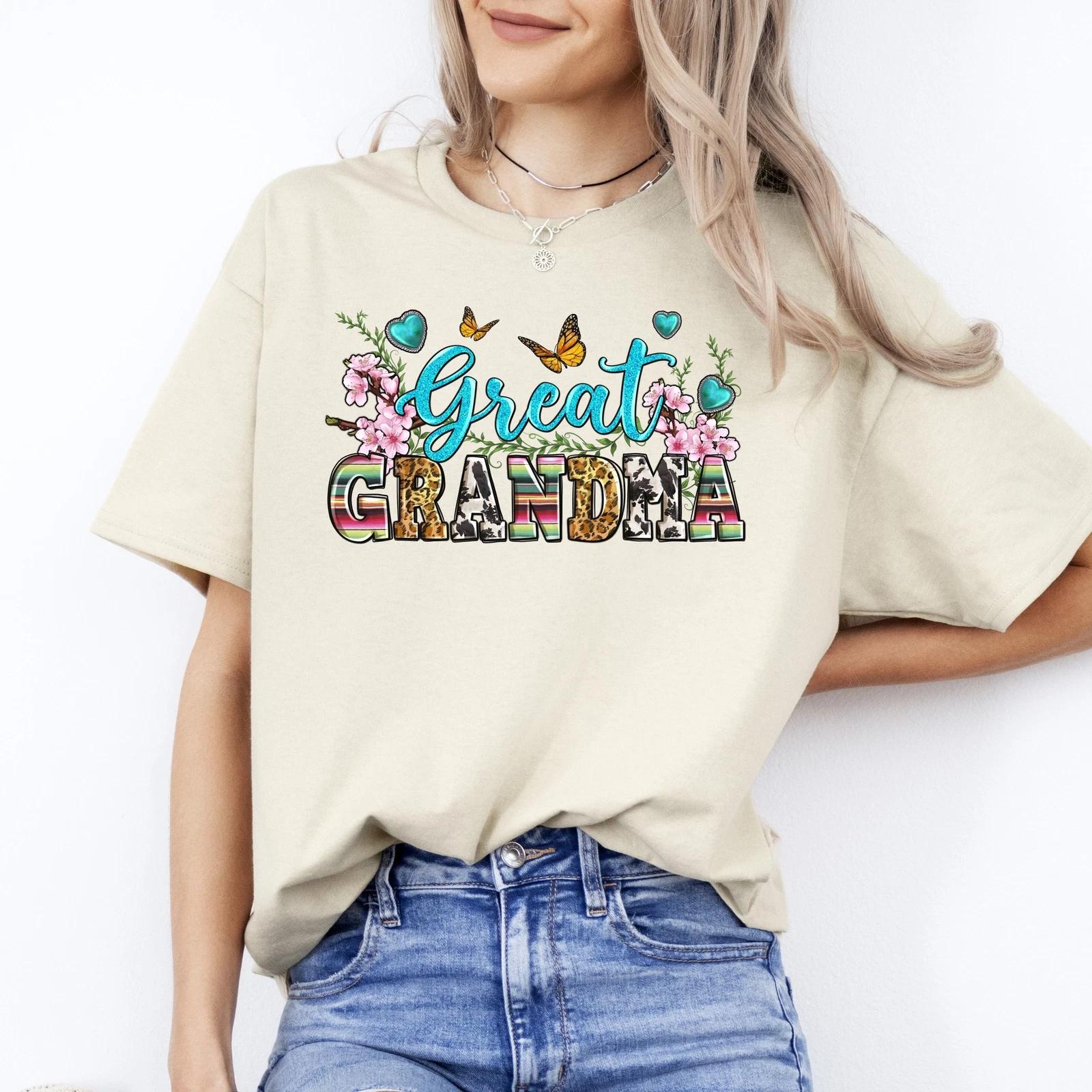 Great Grandma flowers T-Shirt gift Great grandmother floral Unisex tee Sand Whit S